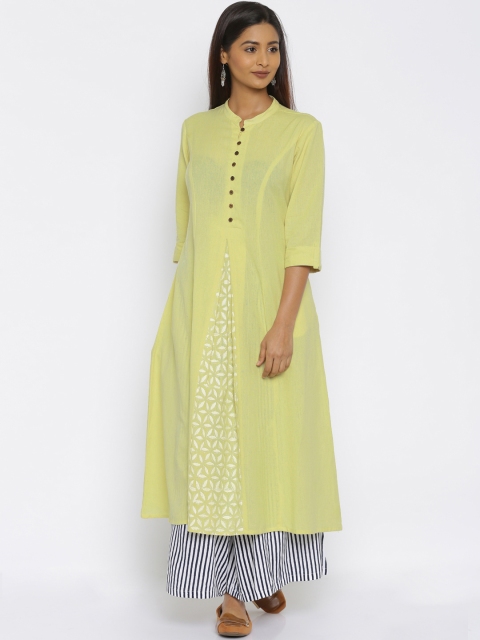 

RANGMANCH BY PANTALOONS Women Yellow Solid A-Line Kurta
