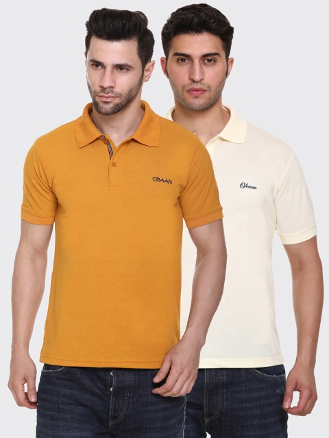 

Obaan Men Pack of 2 Polo Collar T-shirt, Mustard