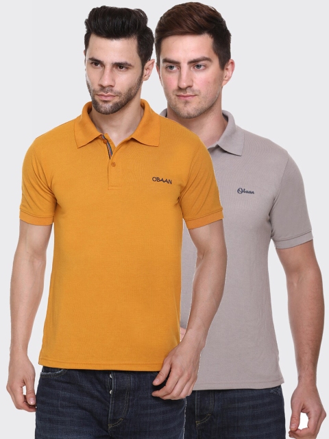 

Obaan Men Pack of 2 Polo Collar T-shirt, Mustard