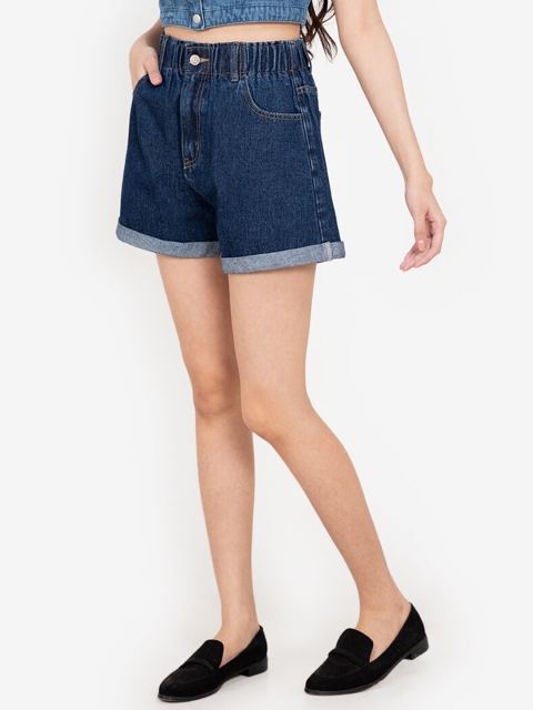 

ZALORA BASICS Women Blue High-Rise Shorts
