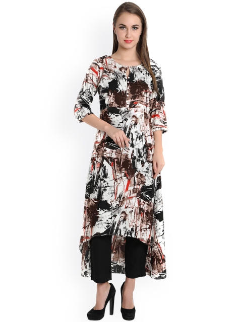 

Indibelle Brown & Black Printed Kurta with Trousers