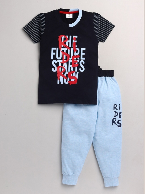 

Todd N Teen Boys Blue & Red Printed T-shirt & Joggers Pure Cotton Clothing set