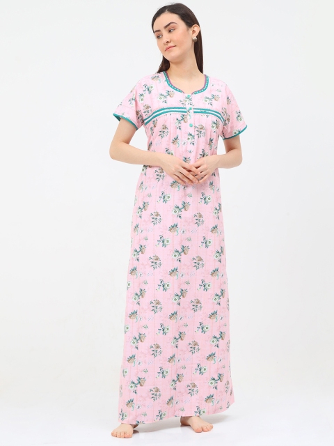 

Charak Pink Printed Maxi Nightdress