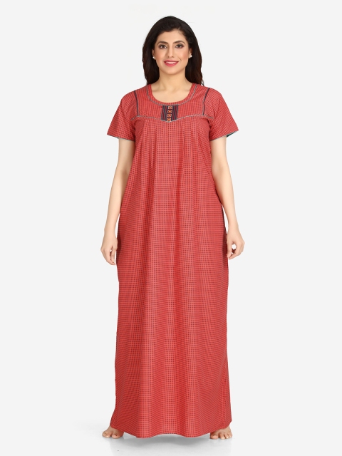 

Charak Red & Black Geometric Printed Maxi Nightdress