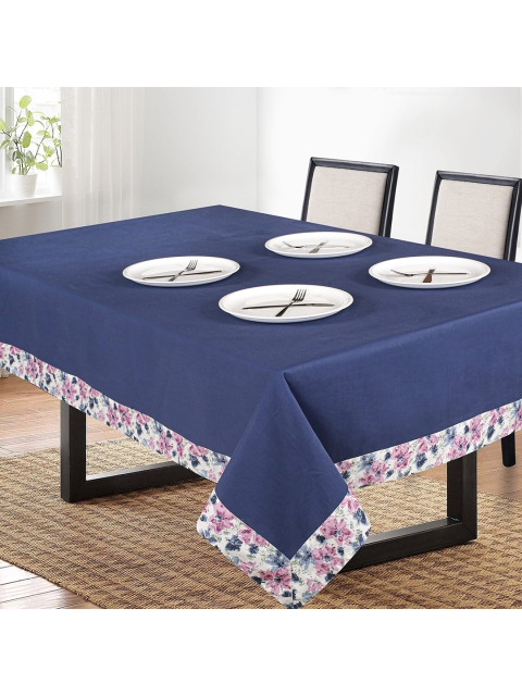 

SHADES of LIFE Blue & Pink Floral Printed Border Table Cover