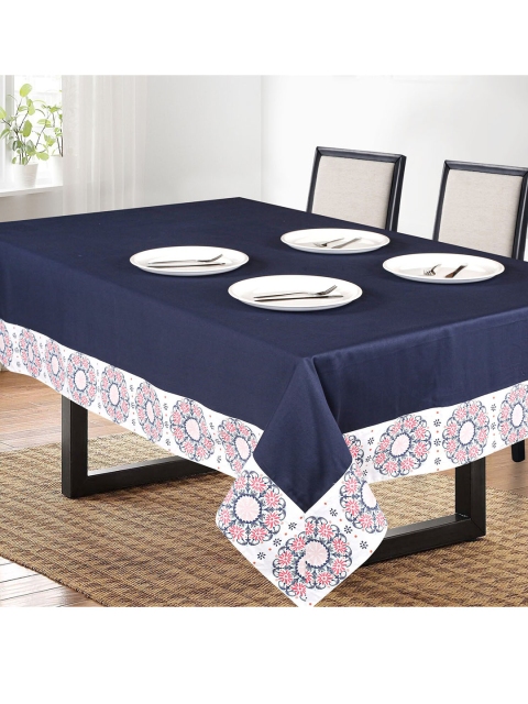 

SHADES of LIFE Blue Solid Cotton 6-Seater Table Covers