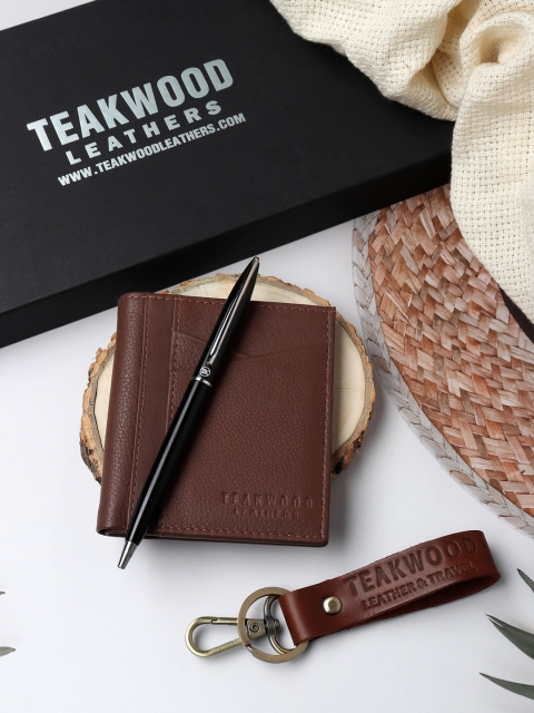 

Teakwood Leathers Men Tan Brown Leather Accessory Gift Set