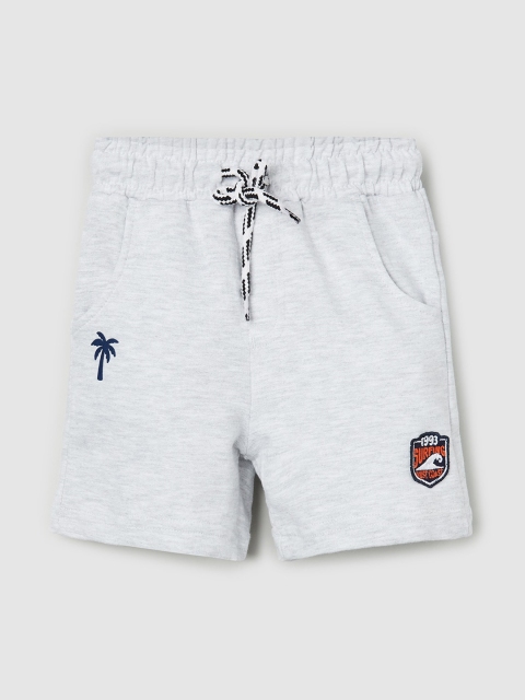 

max Boys Grey Solid Cotton Shorts