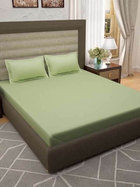 

Story@home Olive Green 400 TC King Solid Cotton Bedsheet with 2 Pillow Covers