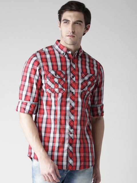 

Tokyo Laundry Men Red & Off-White Checked Casual Shirt