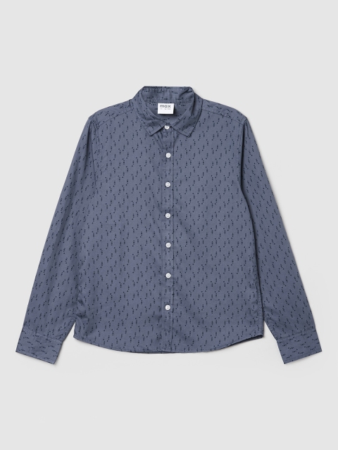

max Boys Blue Micro Ditsy Printed Pure Cotton Casual Shirt