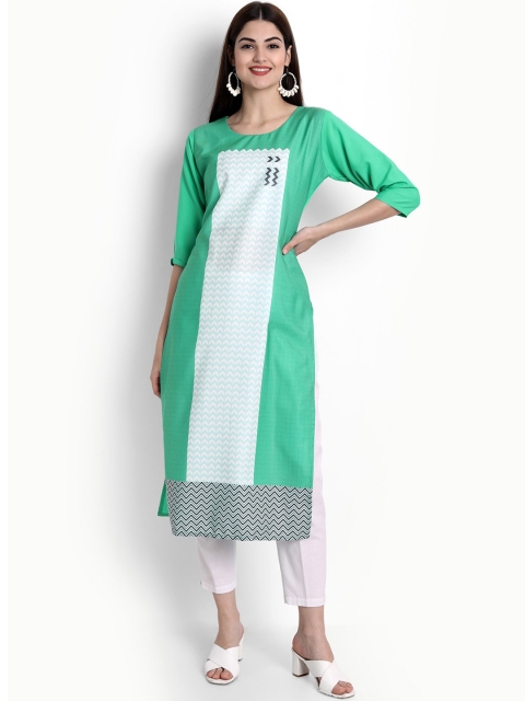 

Ethnic basket Women Green Ethnic Motifs Printed Crepe Kurta