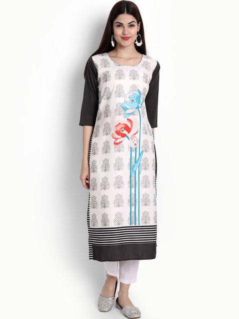 

Ethnic basket Women White Ethnic Motifs Printed Floral Crepe Kurta
