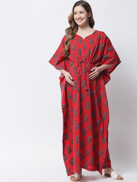 

Aujjessa Red Floral Maternity Maxi Kaftan Dress