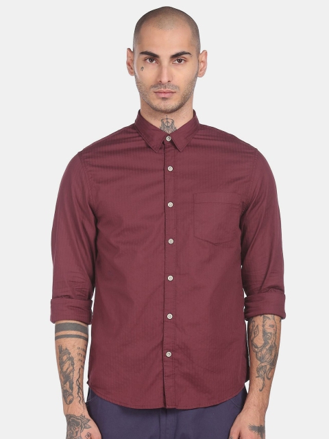 

Ruggers Men Maroon Casual Pure Cotton Shirt