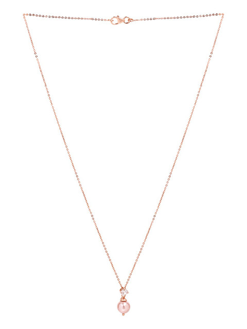 

Mikoto by FableStreet Women Rose Gold Natural Pearl & Zircon Sterling Silver Necklace