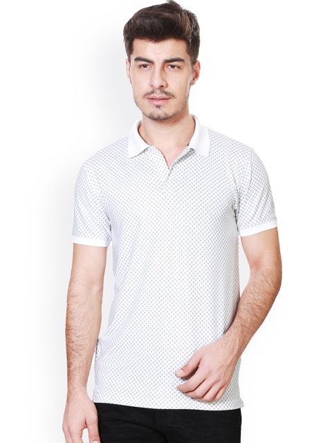 

Peter England Men White & Grey Printed Polo Collar T-shirt