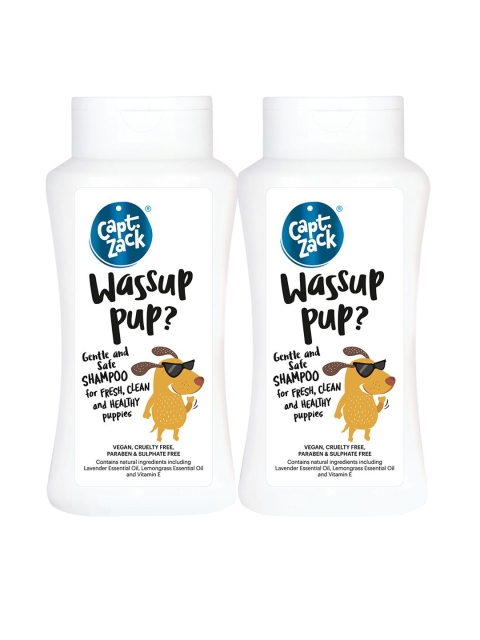 

Captain Zack Pack of 2 Wassup Pup Gentle & Safe Shampoo for Puppies, 200 ml, White