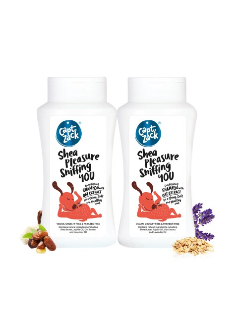 

Captain Zack Set Of 2 Shea Pleasure Sniffing You Conditioning Oatmeal Shampoo 200ml, White