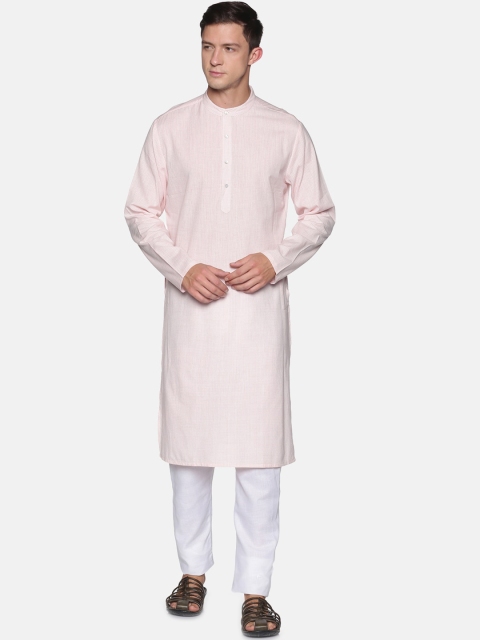 

Saffron Threads Men Pink Checked Pure Cotton Kurta with Pyjamas