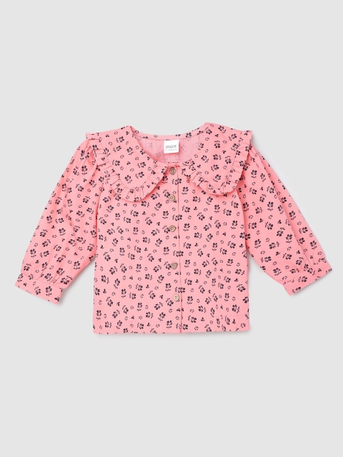 

max Orange Floral Print Peter Pan Collar Shirt Pure Cotton Style Top