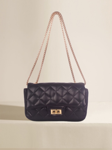 

Bagkok Black Structured Sling Bag with Quilted