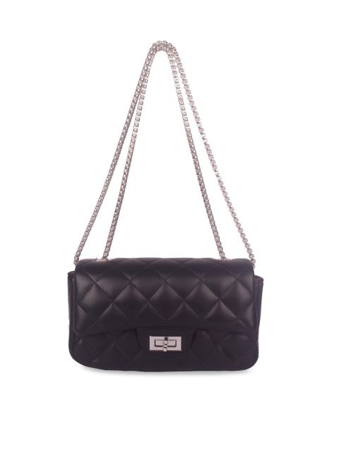 

Bagkok Black Textured PU Quilted Sling Bag