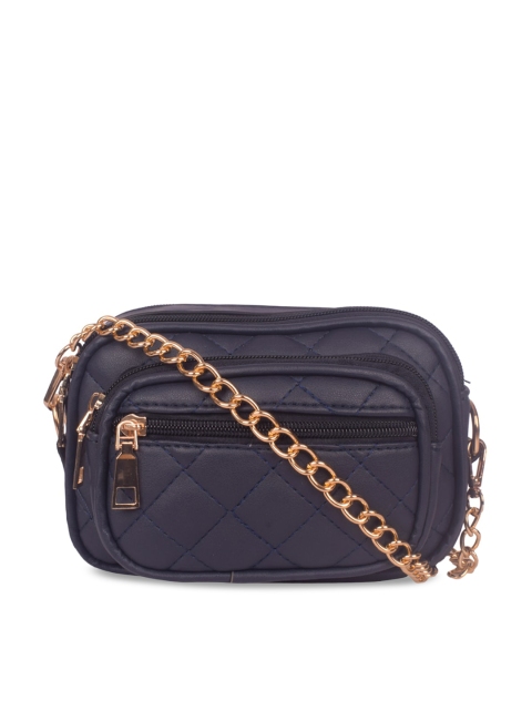 

Bagkok Blue Colourblocked PU Structured Sling Bag with Quilted