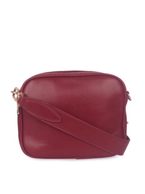 

Bagkok Maroon PU Structured Sling Bag with Tasselled