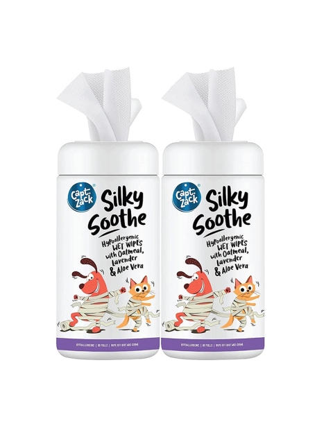 

Captain Zack Set Of 2 Silky Soothe Hypoallergenic Pet Wipes, White