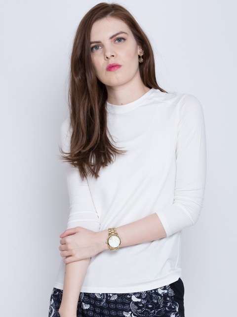 

Tokyo Talkies Women White Round Neck T-shirt