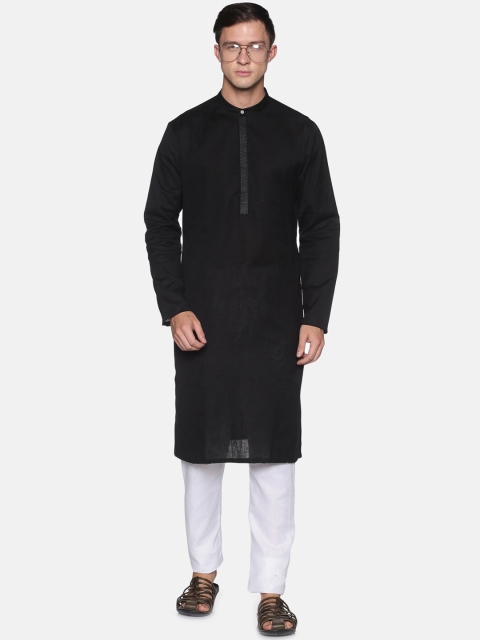 

Saffron Threads Men Black Kurta with Pyjamas