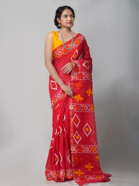 

Unnati Silks Red Pure Chanderi Sico Saree