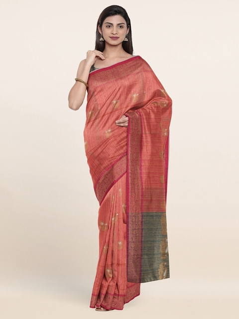 

Pothys Orange & Gold-Toned Ethnic Motifs Zari Saree