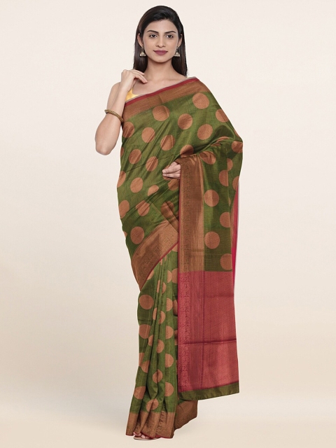 

Pothys Green & Copper-Toned Woven Design Zari Saree