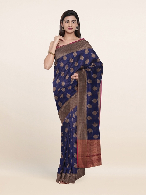 

Pothys Navy Blue & Gold-Coloured Woven Design Zari Saree