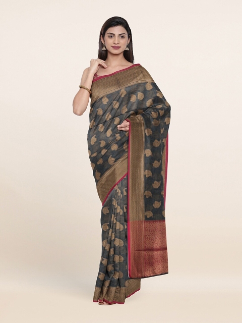 

Pothys Grey & Copper-Toned Paisley Zari Saree