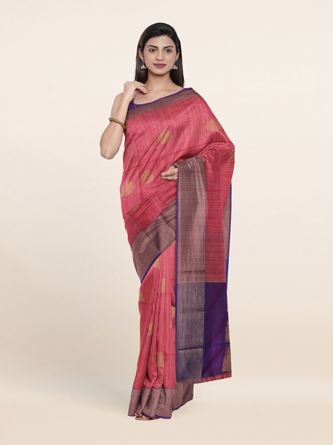 

Pothys Pink & Navy Blue Woven Design Cotton Saree