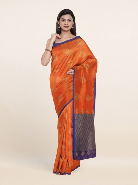 

Pothys Orange & Navy Blue Woven Design Zari Cotton Saree