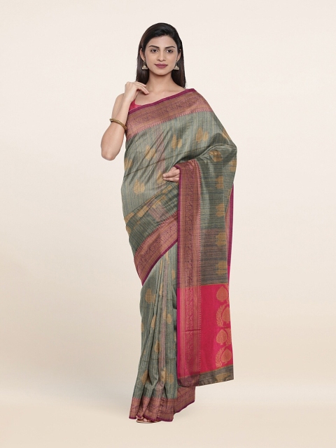 

Pothys Blue & Gold-Toned Woven Design Zari Saree