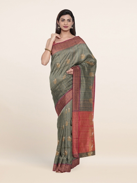 

Pothys Blue & Gold-Toned Ethnic Motifs Zari Saree