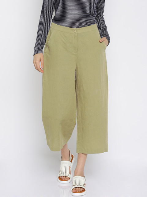 

AND Women Khaki Linen Culottes