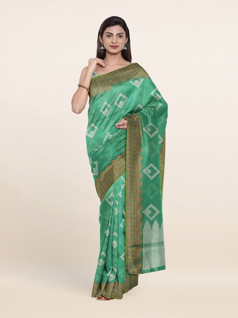 

Pothys Green & Gold-Coloured Woven Design Zari Saree