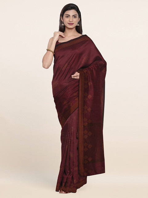 

Pothys Wine Red Ethnic Motifs Printed Saree, Burgundy