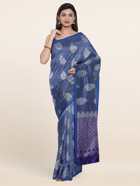 

Pothys Blue Floral Zari Saree