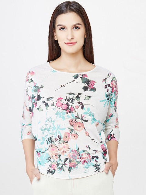 

AND Off-White Floral Print Top