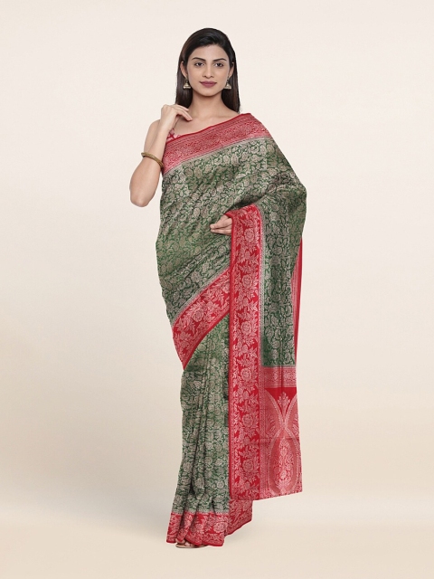 

Pothys Olive Green & Red Woven Design Zari Art Silk Saree