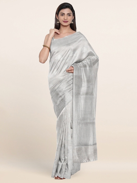 

Pothys Silver-Toned Woven Design Tissue Saree