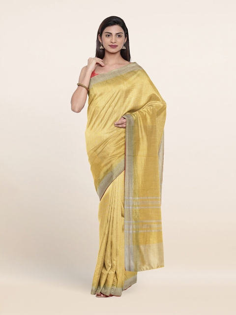 

Pothys Yellow Linen Blend Saree