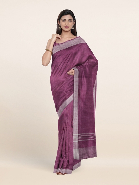 

Pothys Violet Zari Linen Blend Saree